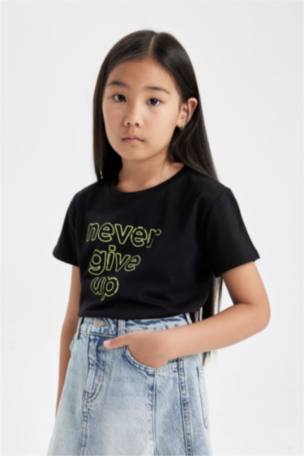 Kız Çocuk Baskılı Kısa Kollu Tişört