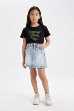 Kız Çocuk Baskılı Kısa Kollu Tişört