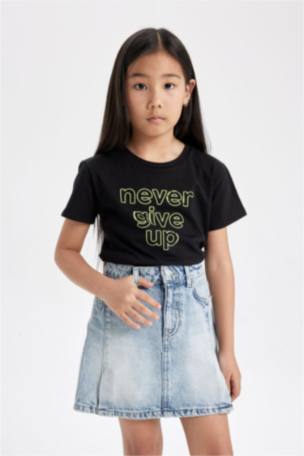 Kız Çocuk Baskılı Kısa Kollu Tişört