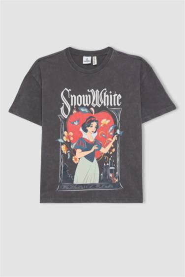 Kız Çocuk Disney Prenses Relax Fit Kısa Kollu Tişört