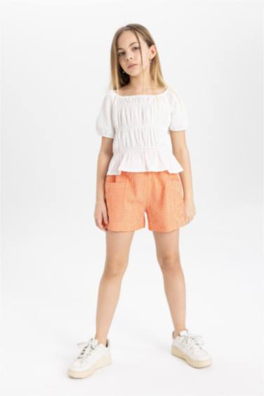 Kız Çocuk Relax Fit Bürümcük Kısa Kollu Tişört