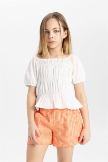 Kız Çocuk Relax Fit Bürümcük Kısa Kollu Tişört