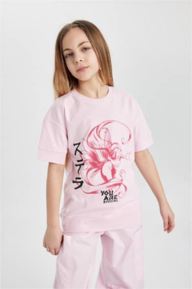 Kız Çocuk Winx Club Oversize Fit Kısa Kollu Tişört