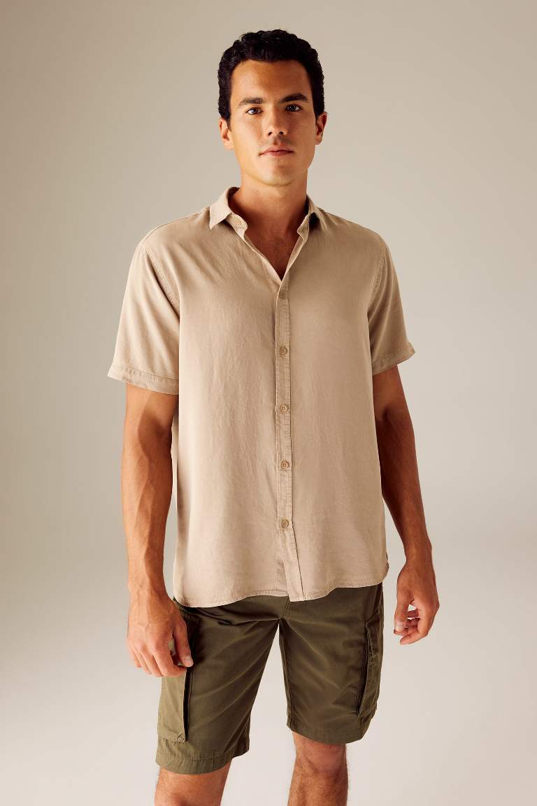 Beige Man Regular Fit Sensual Short Sleeve Shirt Defacto