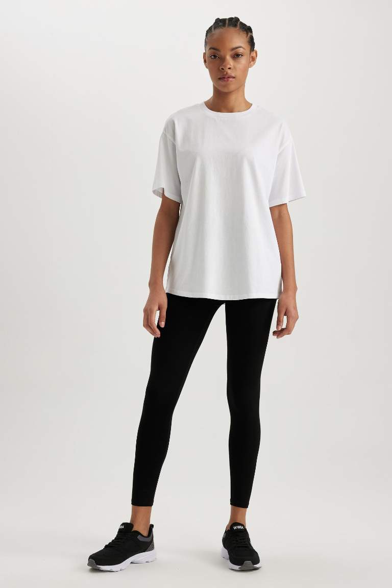 Blanc Femme Un T Shirt Ample Et Sportif Col Rond Defacto