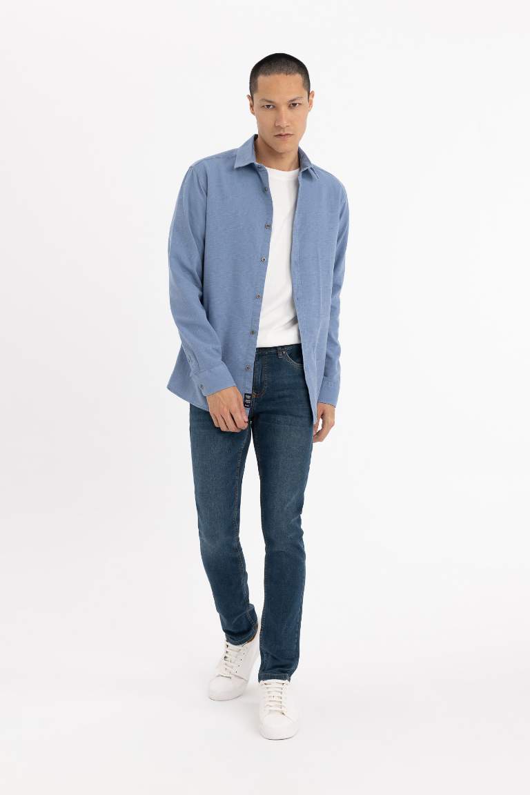 Slim Fit Pamuklu Uzun Kollu Gömlek