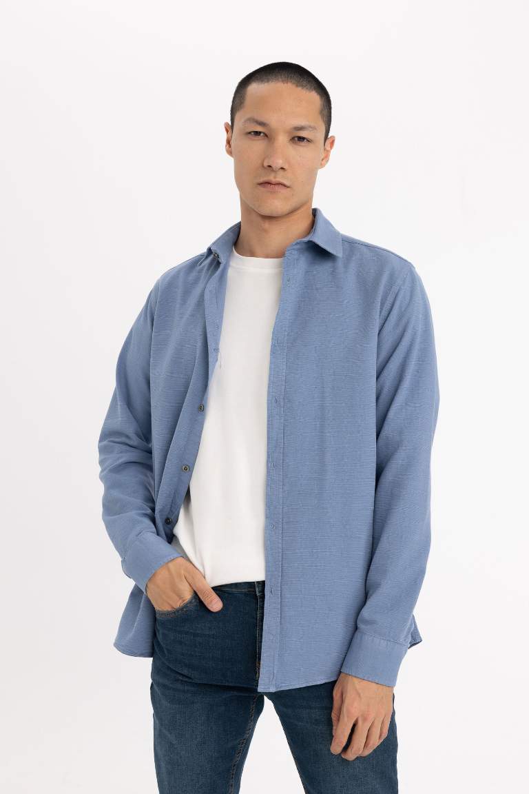 Slim Fit Pamuklu Uzun Kollu Gömlek