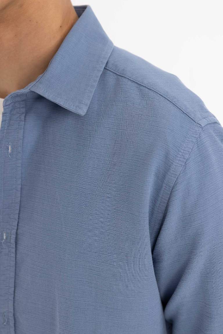 Slim Fit Pamuklu Uzun Kollu Gömlek