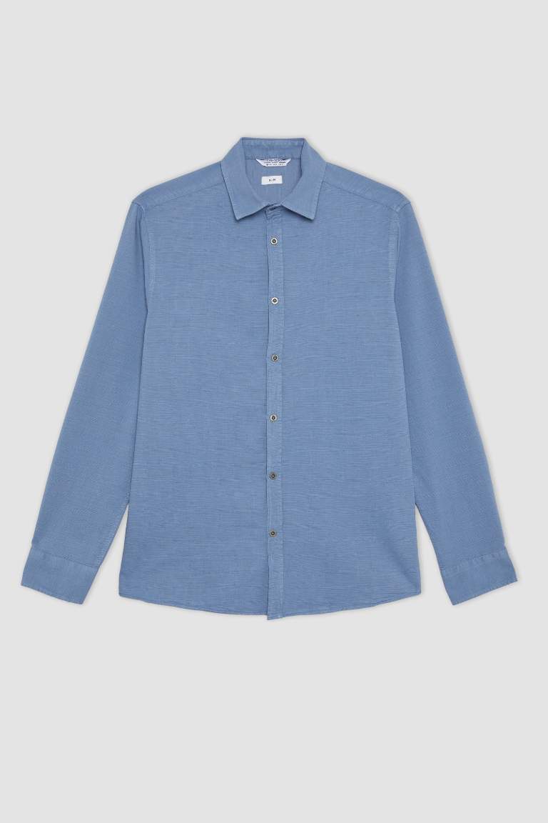 Slim Fit Pamuklu Uzun Kollu Gömlek