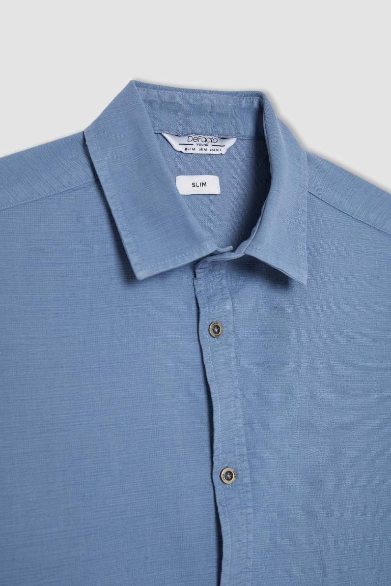 Slim Fit Pamuklu Uzun Kollu Gömlek