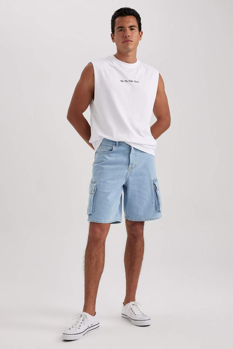 Boxy Fit Bisiklet Yaka Sırt Baskılı Atlet