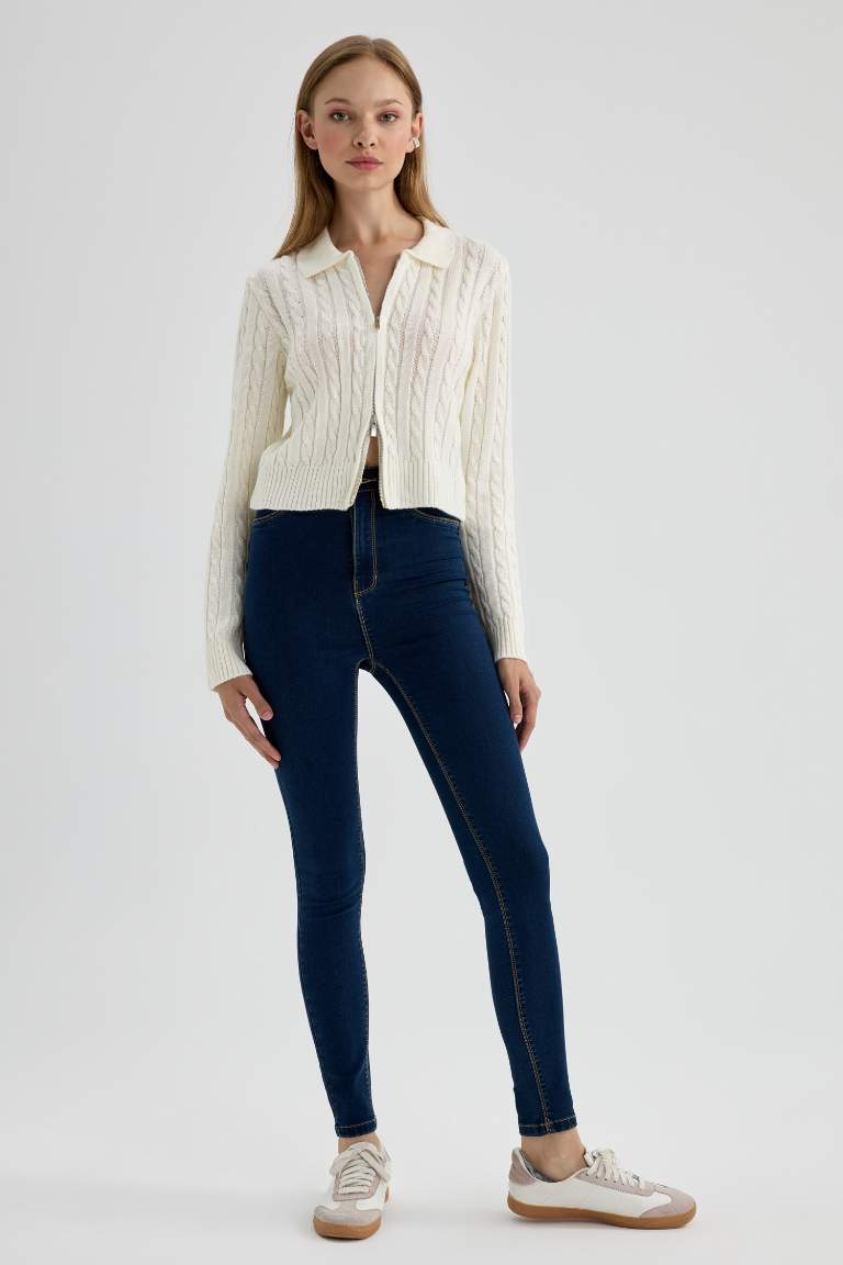 Super Skinny Fit Yüksek Bel Dar Paça Jean Pantolon