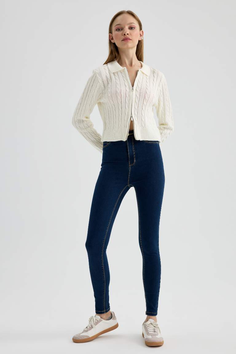 Super Skinny Fit Yüksek Bel Dar Paça Jean Pantolon