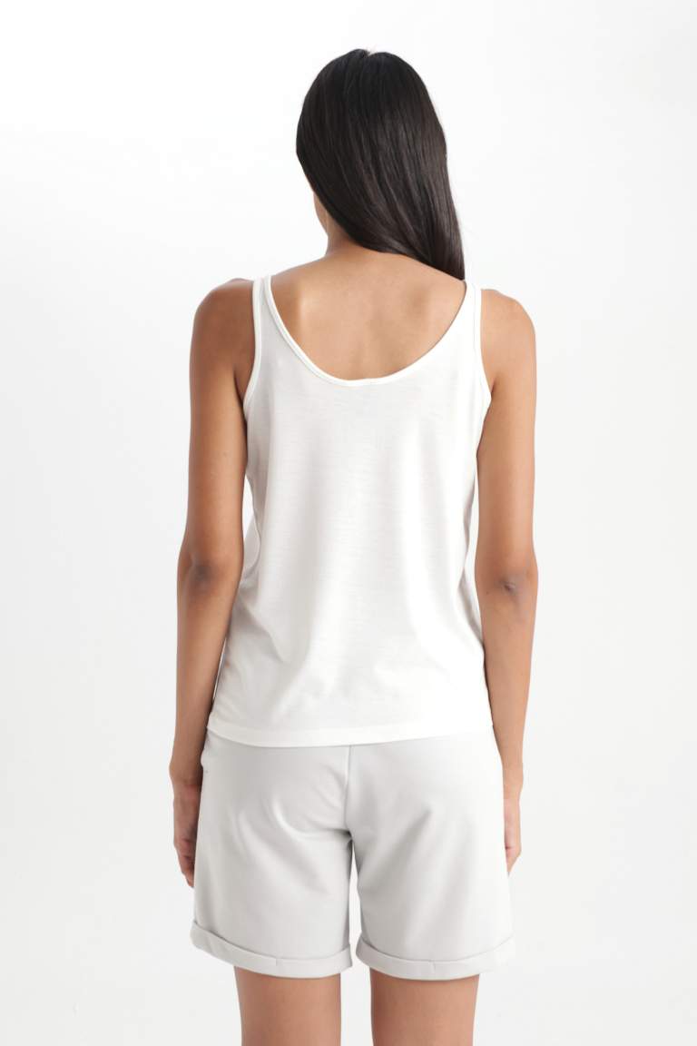 Regular Fit Bisiklet Yaka Baskılı Atlet