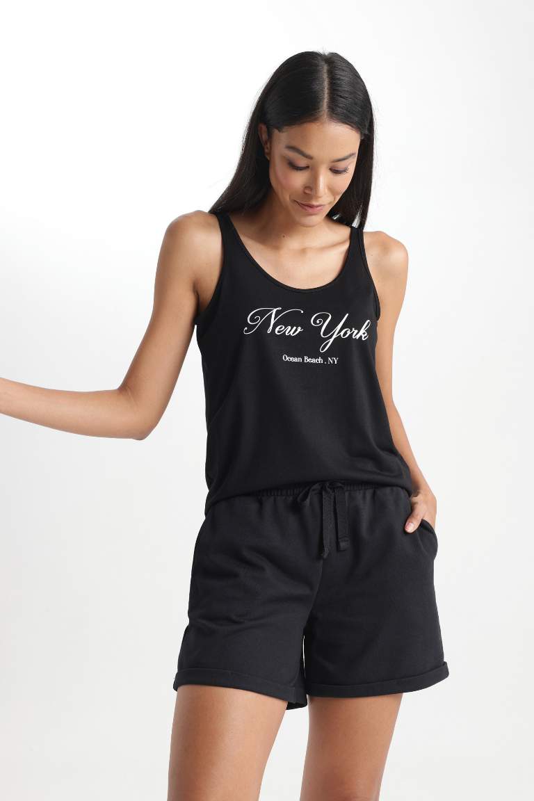 Regular Fit Bisiklet Yaka Baskılı Atlet