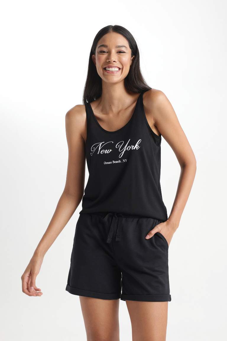 Regular Fit Bisiklet Yaka Baskılı Atlet