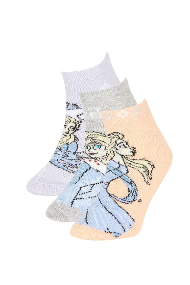 Kız Çocuk Frozen 3'lü Pamuklu Patik Çorap