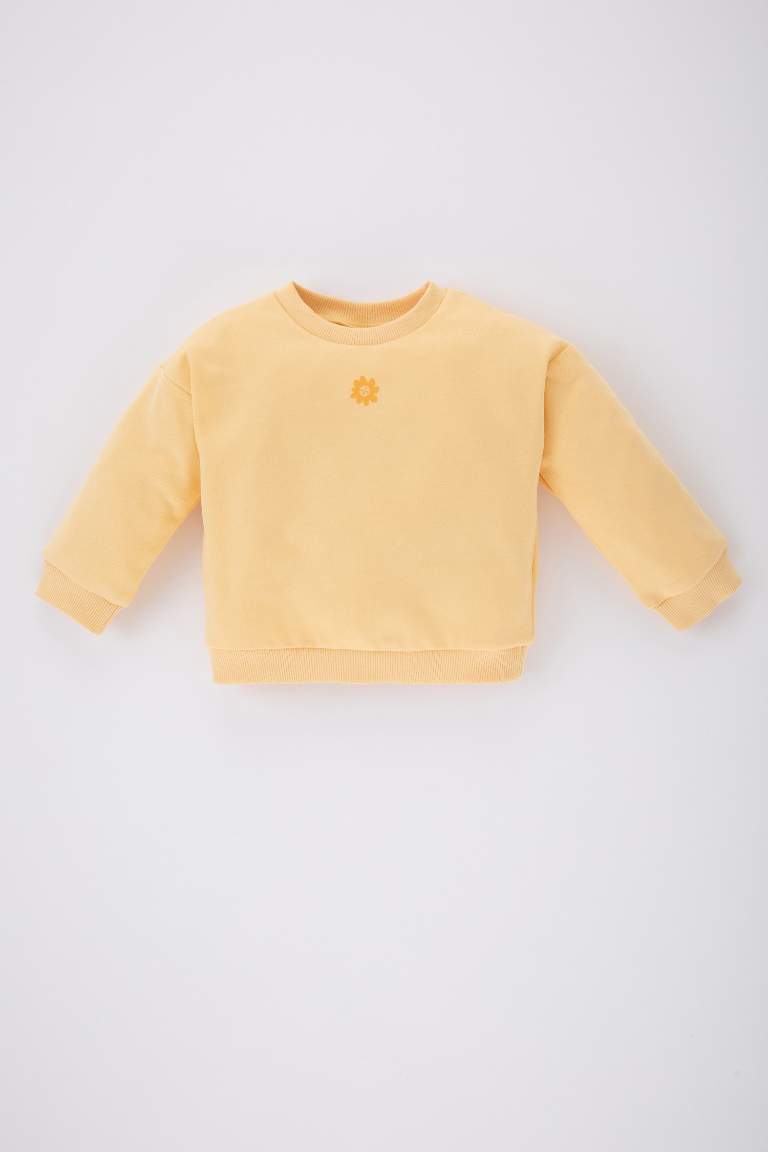 Kız Bebek Bisiklet Yaka Kalın Sweatshirt