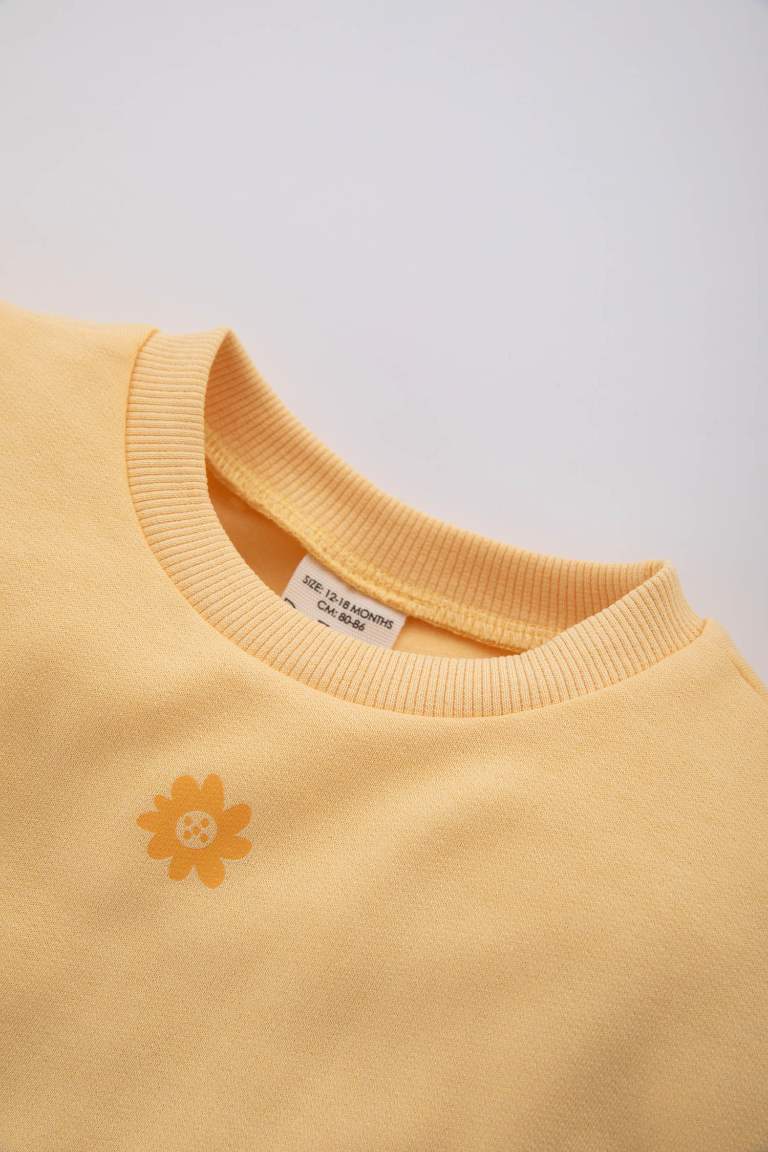 Kız Bebek Bisiklet Yaka Kalın Sweatshirt