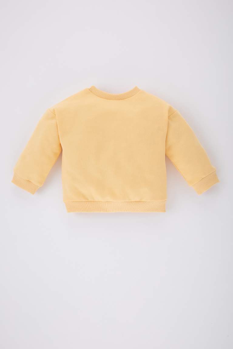Kız Bebek Bisiklet Yaka Kalın Sweatshirt