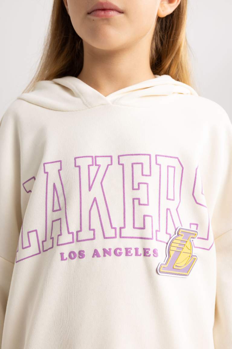 Свитшот свободного кроя с капюшоном NBA Los Angeles Lakers для девочек