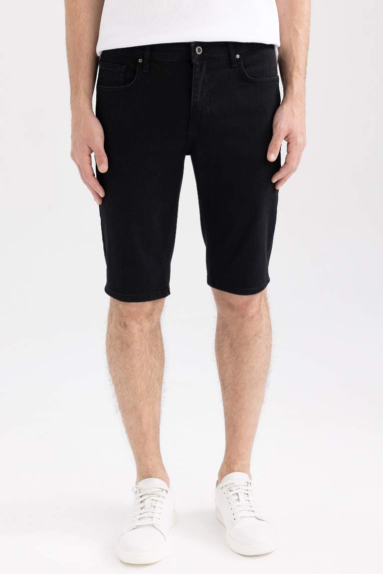 Regular Fit Normal Kalıp Norma Bel Normal Paça Jean Bermuda Şort