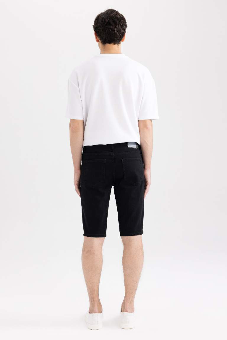 Regular Fit Normal Kalıp Norma Bel Normal Paça Jean Bermuda Şort