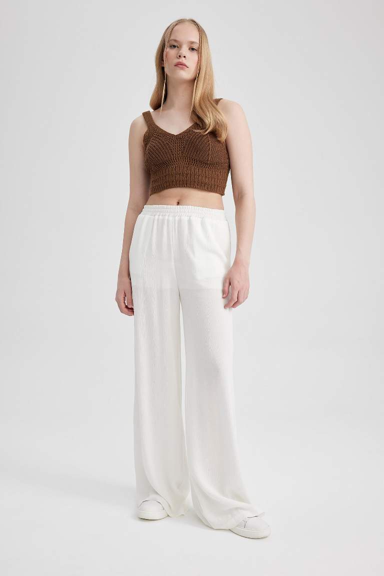 Slim Fit V Yaka Örgü Atlet