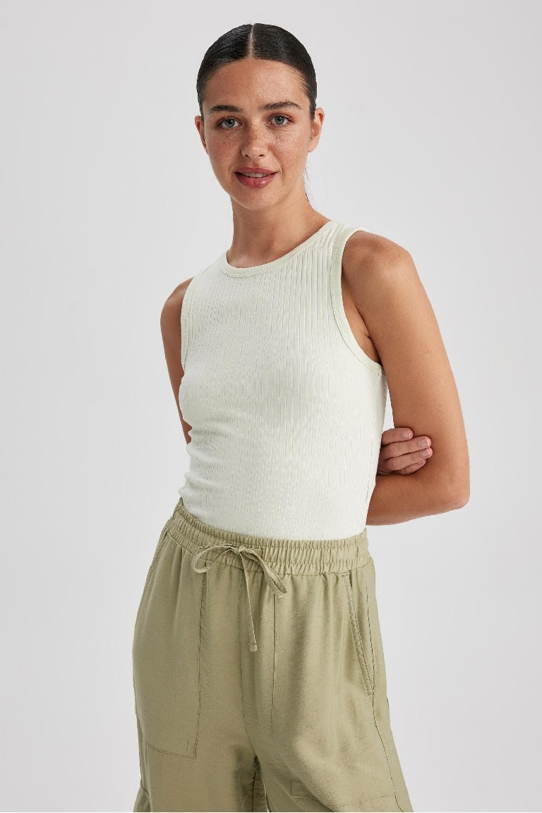 Slim Fit Halter Yaka Fitilli Kaşkorse Atlet