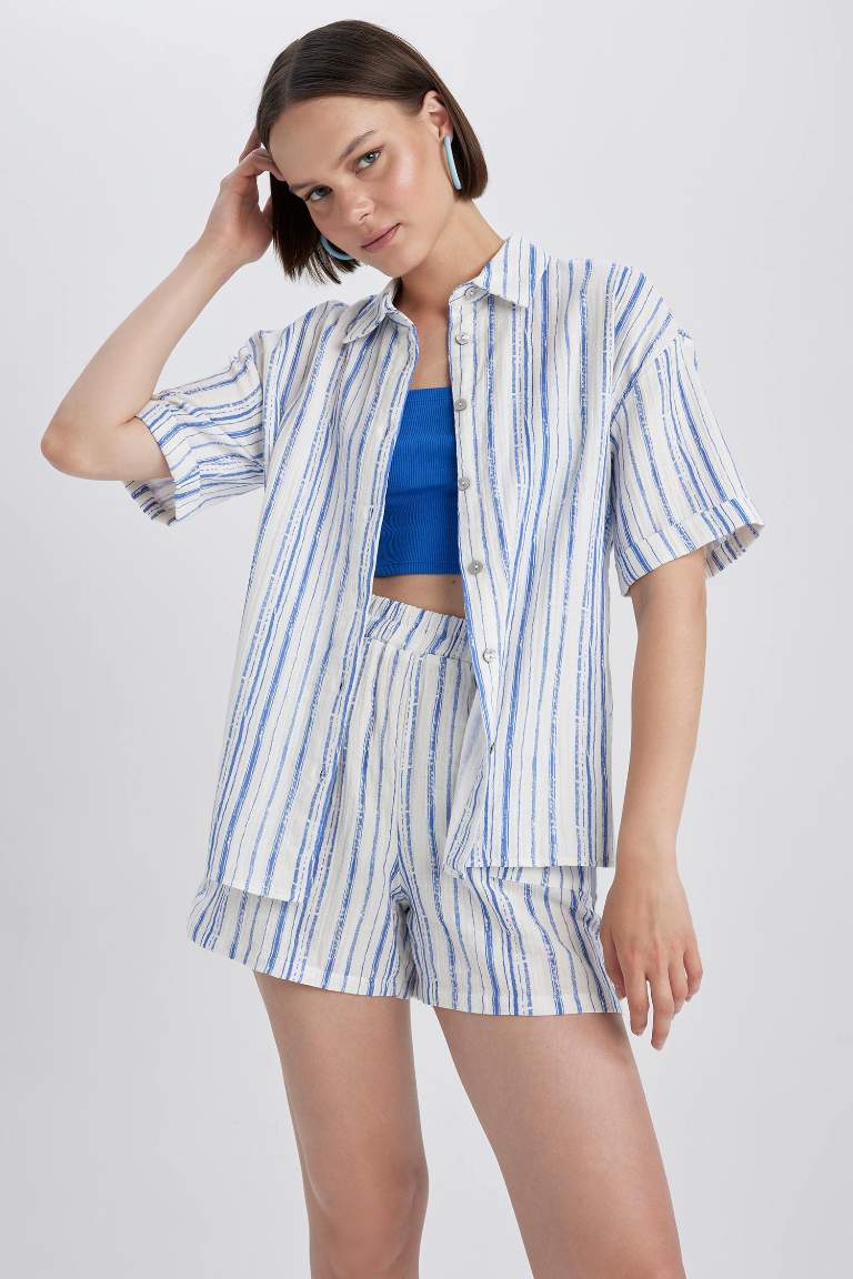 Oversize Fit Baskılı Kısa Kollu Gömlek