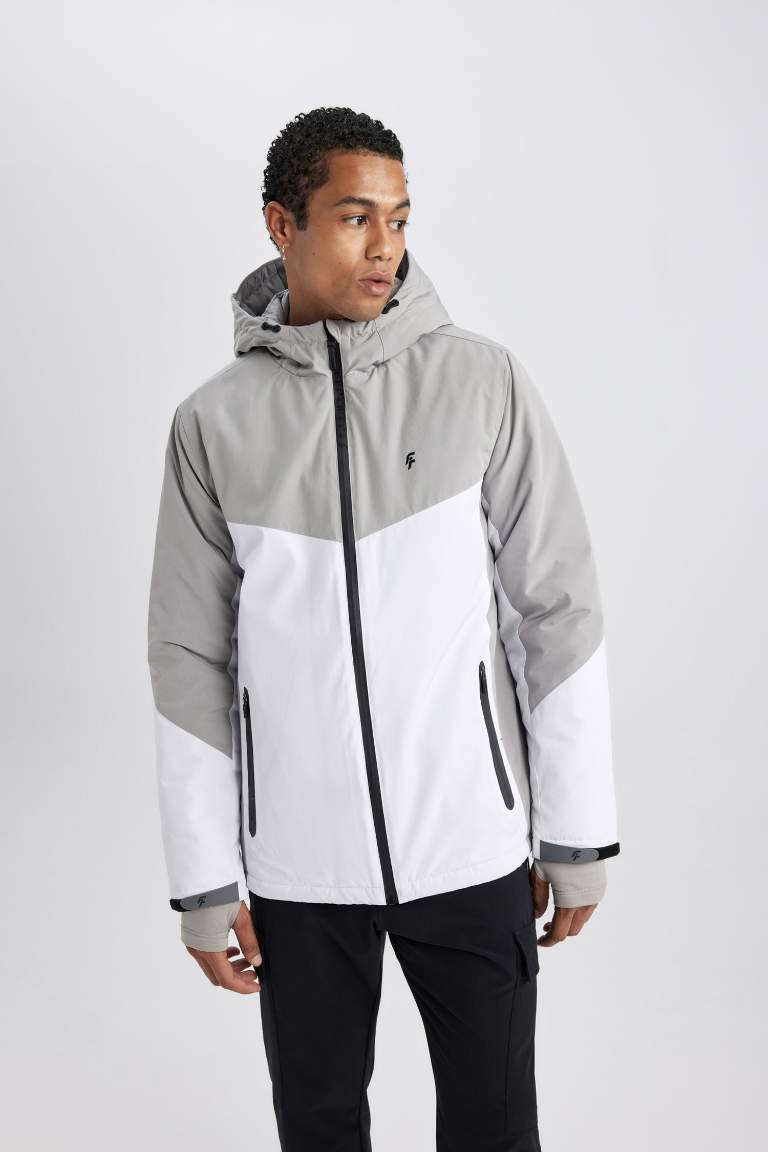 DeFactoFit Su İtici Slim Fit Kapüşonlu Ribana Mont