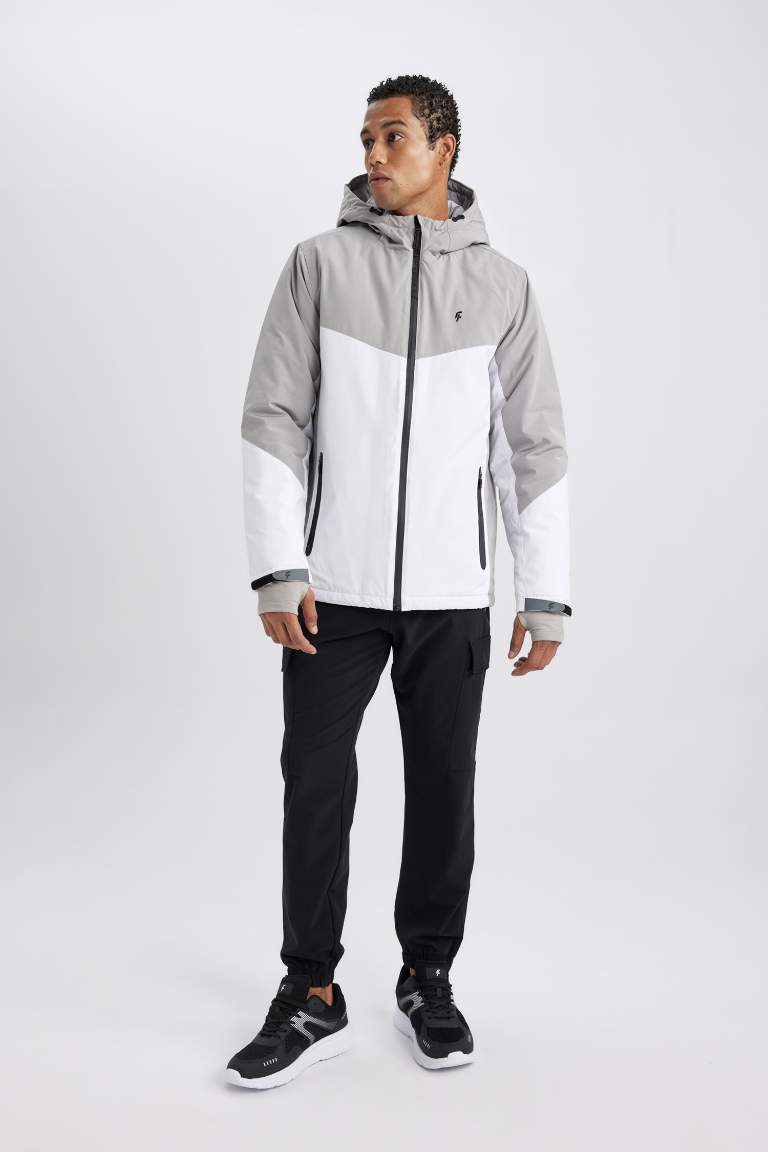 DeFactoFit Su İtici Slim Fit Kapüşonlu Ribana Mont