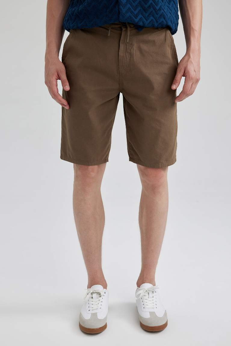 Regular Fit Düz Paça Paraşüt Bermuda