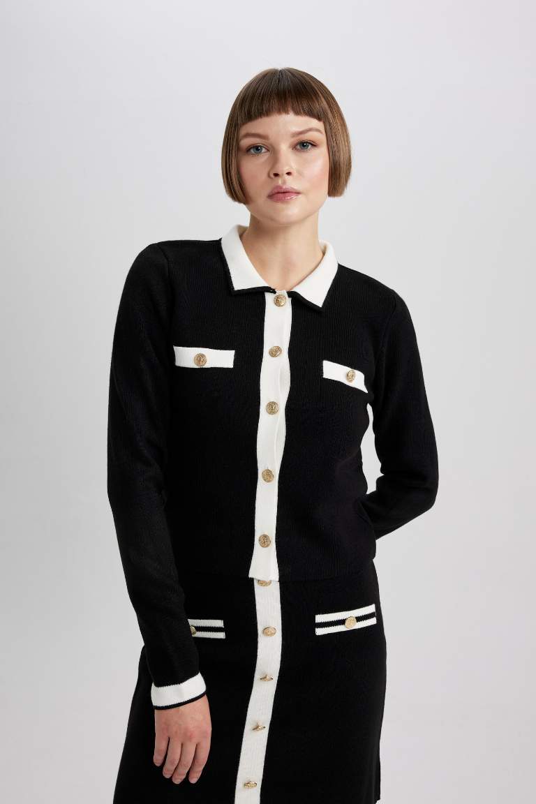 Fitted Polo Yaka Hırka