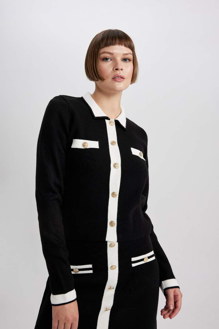 Fitted Polo Yaka Hırka