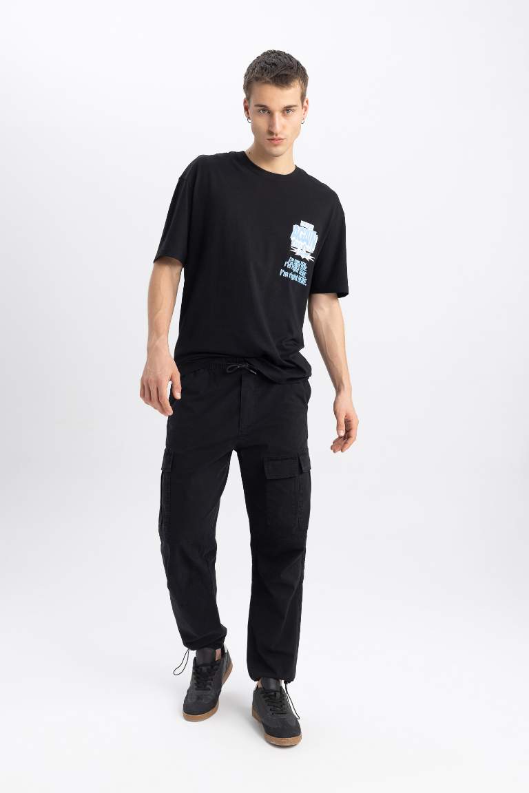 Relax Fit Kargo Cepli Düz Paça Paraşüt Pantolon