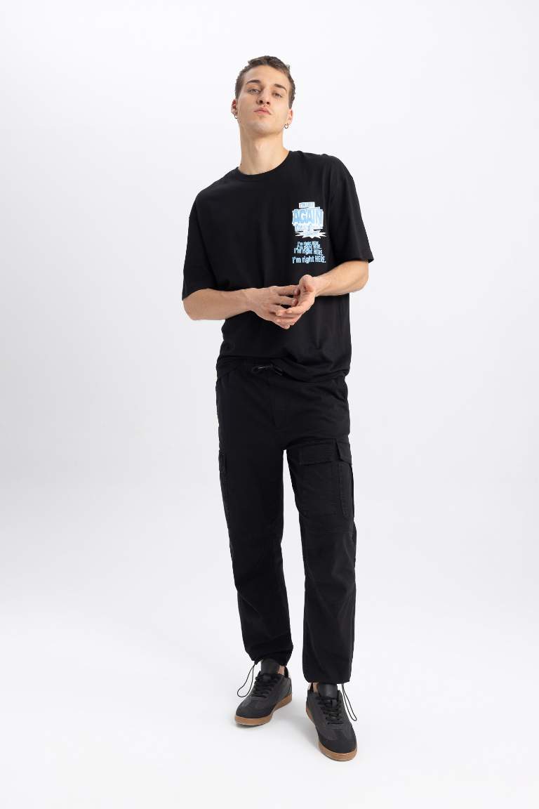 Relax Fit Kargo Cepli Düz Paça Paraşüt Pantolon