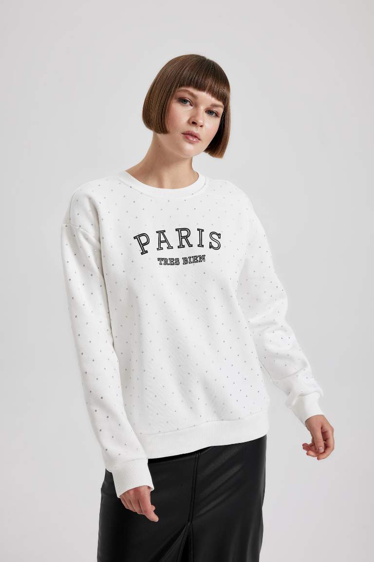 Regular Fit Bisiklet Yaka Kalın Sweatshirt