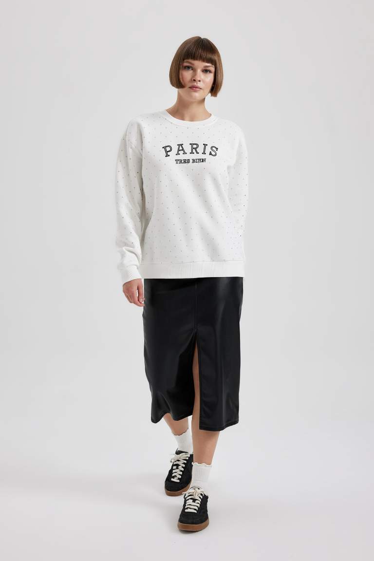 Regular Fit Bisiklet Yaka Kalın Sweatshirt