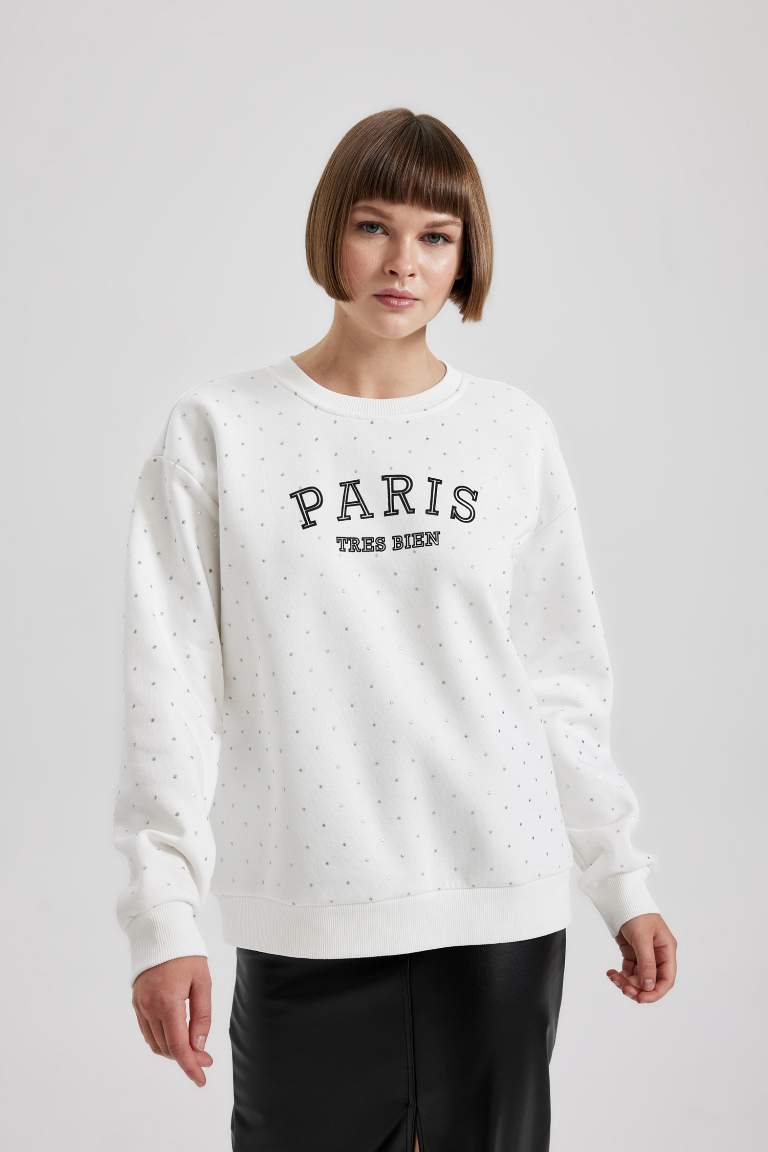 Regular Fit Bisiklet Yaka Kalın Sweatshirt