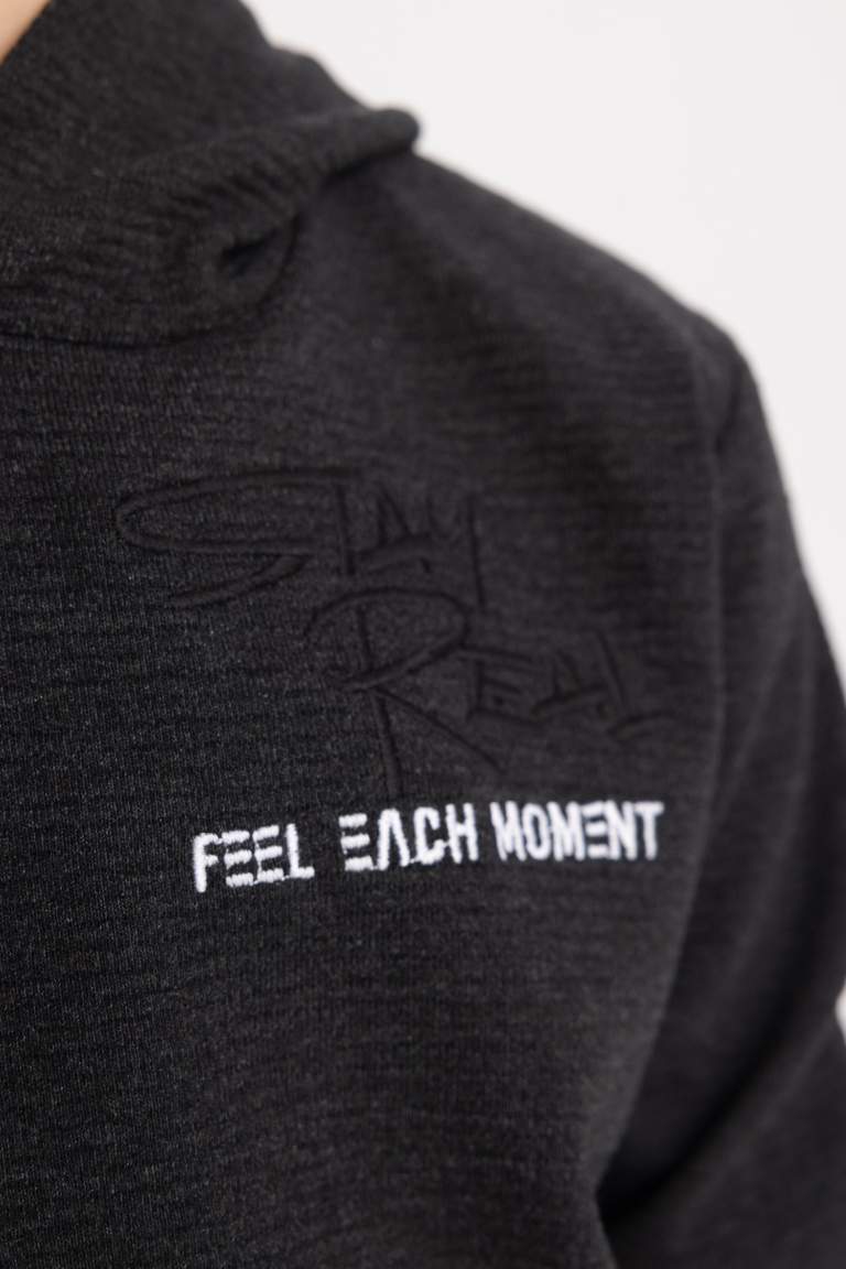 Erkek Çocuk Kapüşonlu Baskılı Sweatshirt Eşofman Altı 2'li Takım