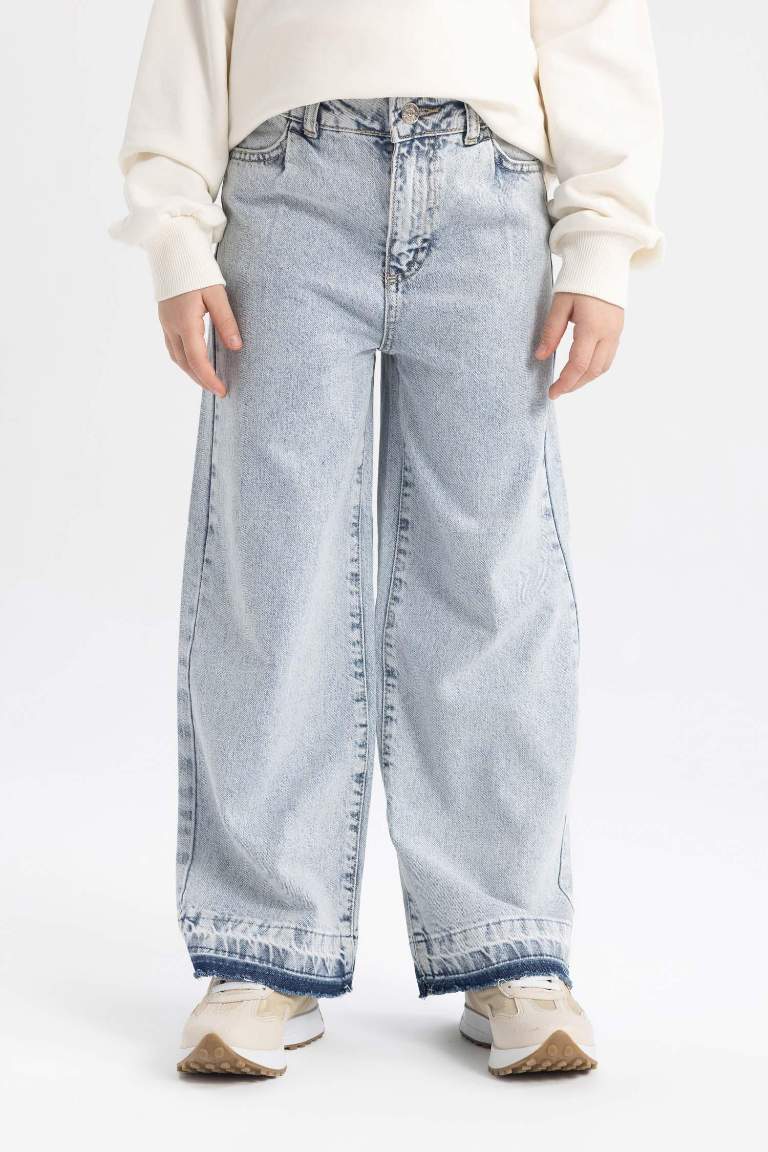 Kız Çocuk Wide Leg Geniş Paça Jean Pantolon