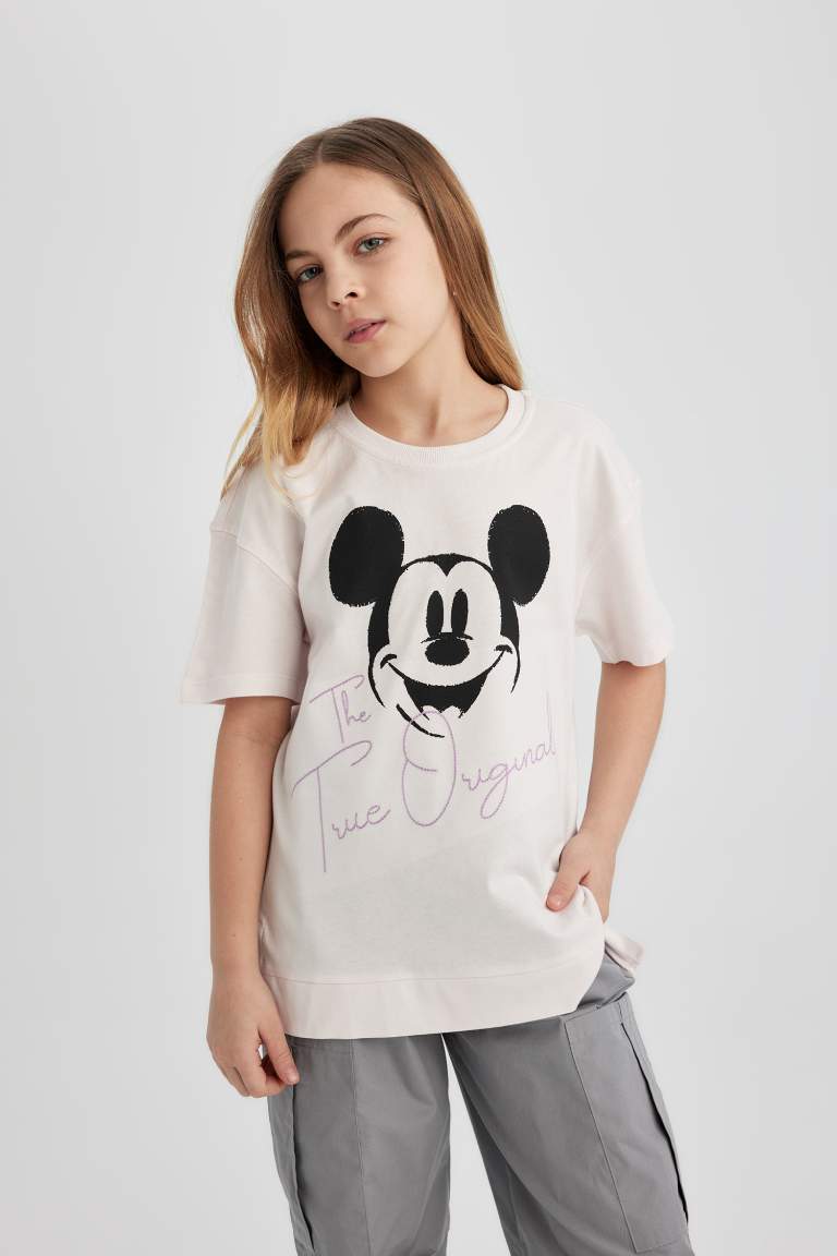 Kız Çocuk Disney Mickey & Minnie Oversize Fit Kısa Kollu Tişört