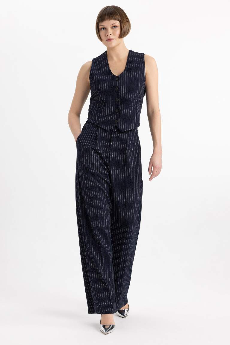Wide Leg Cepli Yüksek Bel Geniş Paça Pantolon
