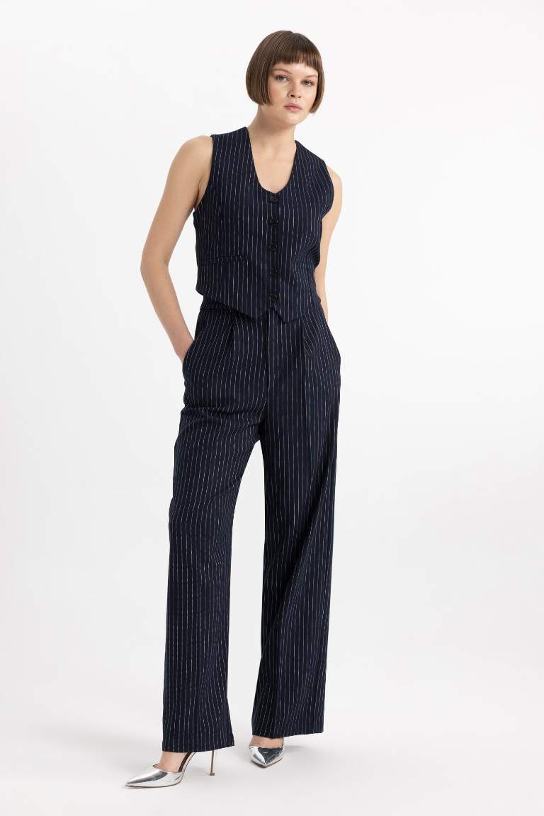 Wide Leg Cepli Yüksek Bel Geniş Paça Pantolon
