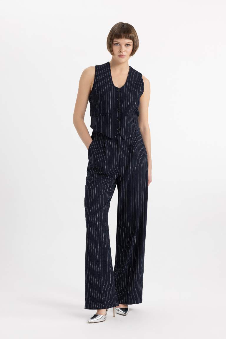 Wide Leg Cepli Yüksek Bel Geniş Paça Pantolon