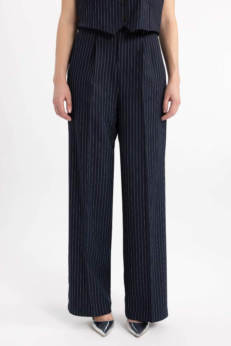 Wide Leg Cepli Yüksek Bel Geniş Paça Pantolon