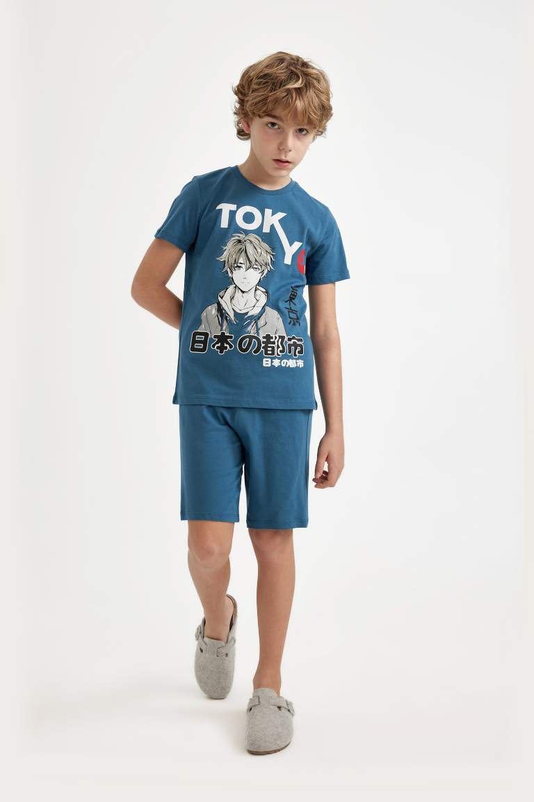 Erkek Çocuk Baskılı Kısa Kollu Şortlu Pijama Takımı
