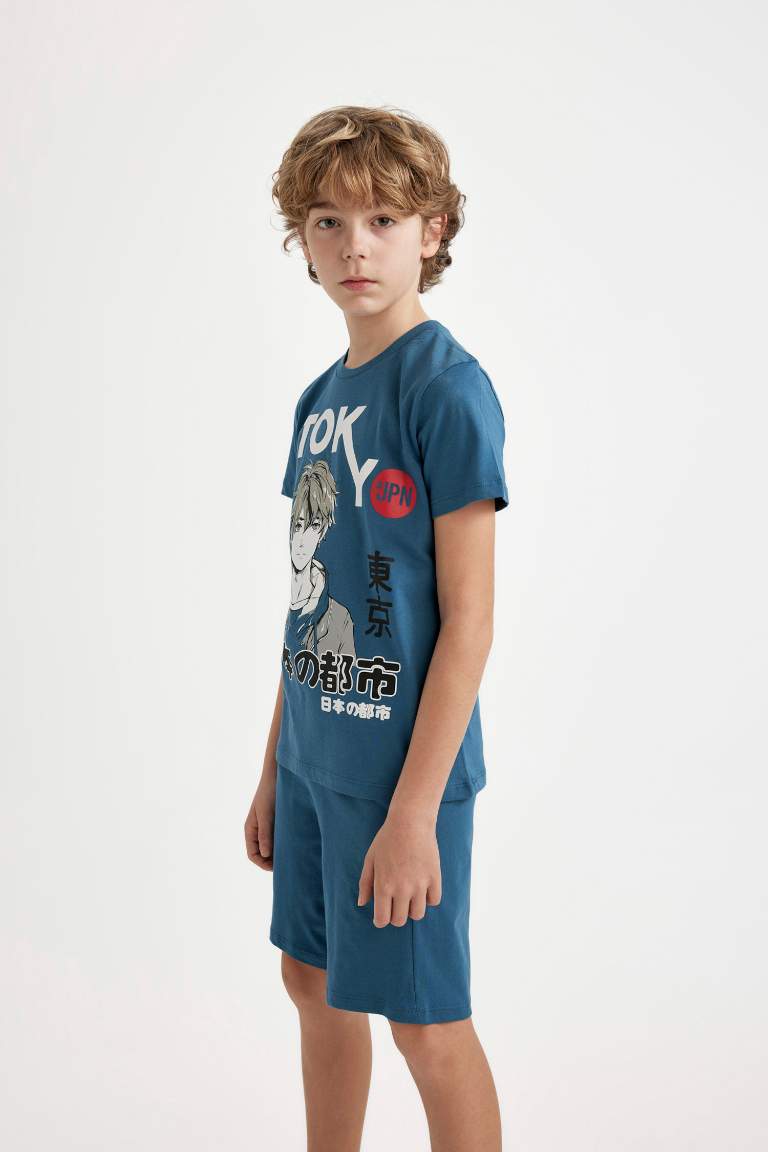 Erkek Çocuk Baskılı Kısa Kollu Şortlu Pijama Takımı