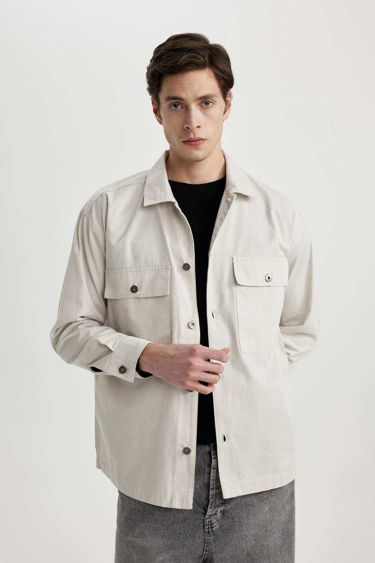 Oversize Fit Polo Yaka Twill Gömlek